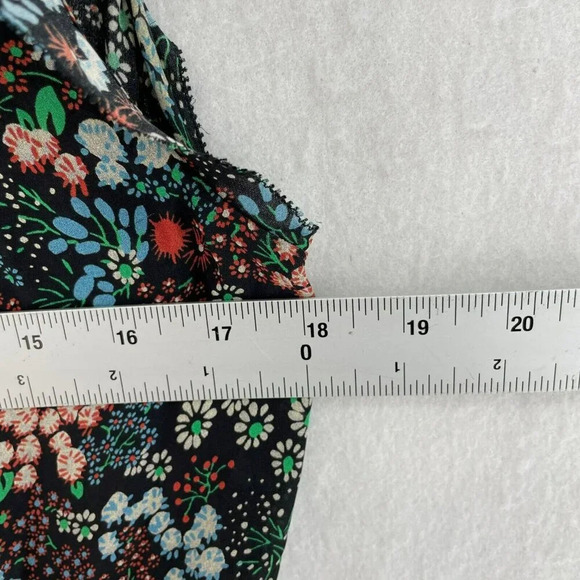 Veronica Beard Fountain Dress 8 Black Blue Ruched Short Sleeve Ruffles 100% Silk - Picture 3 of 10